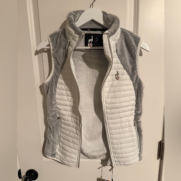 NWT Aulp Unima Faux Fur Padded Two-Tone Vest White Gray S - Picture 9 of 13